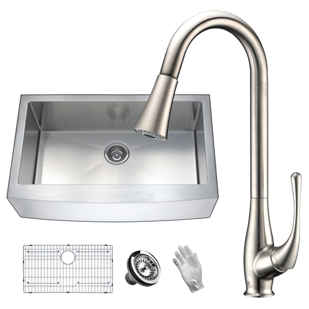 ANZZI Elysian Farmhouse 36" Kitchen Sink with Faucet in Brushed Nickel KAZ36201A-042